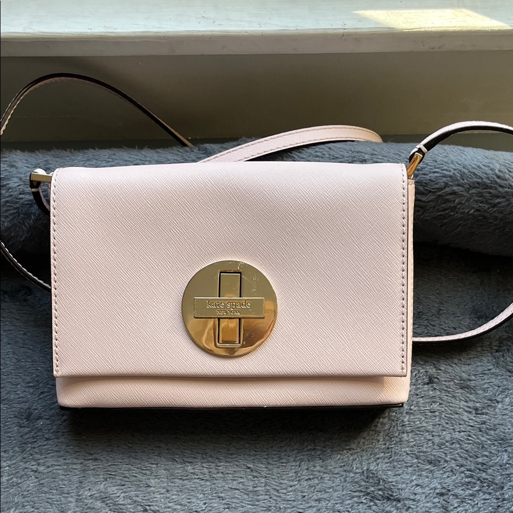 Kate Spade Light Pink Crossbody Bag with Gold Accents